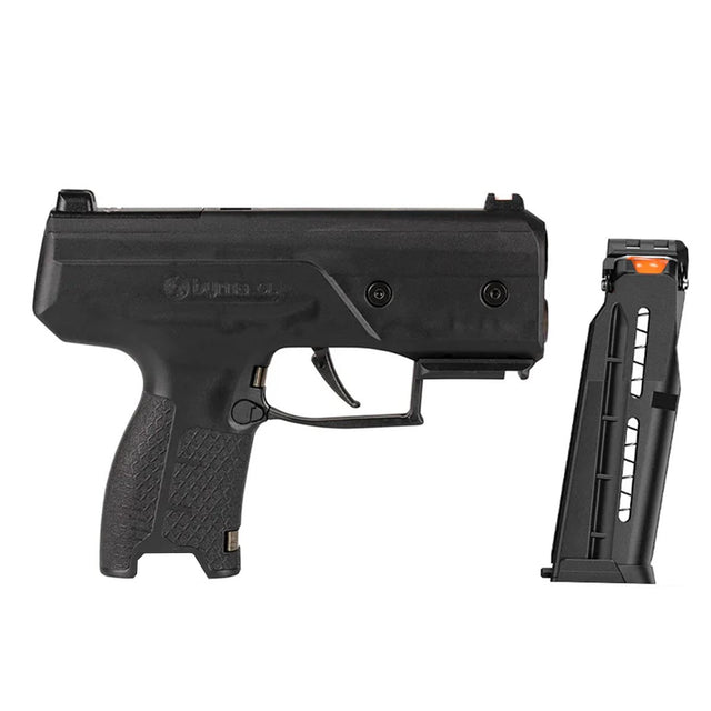 Byrna CL Basic Compact Launcher Black with magazine next to the launcher
