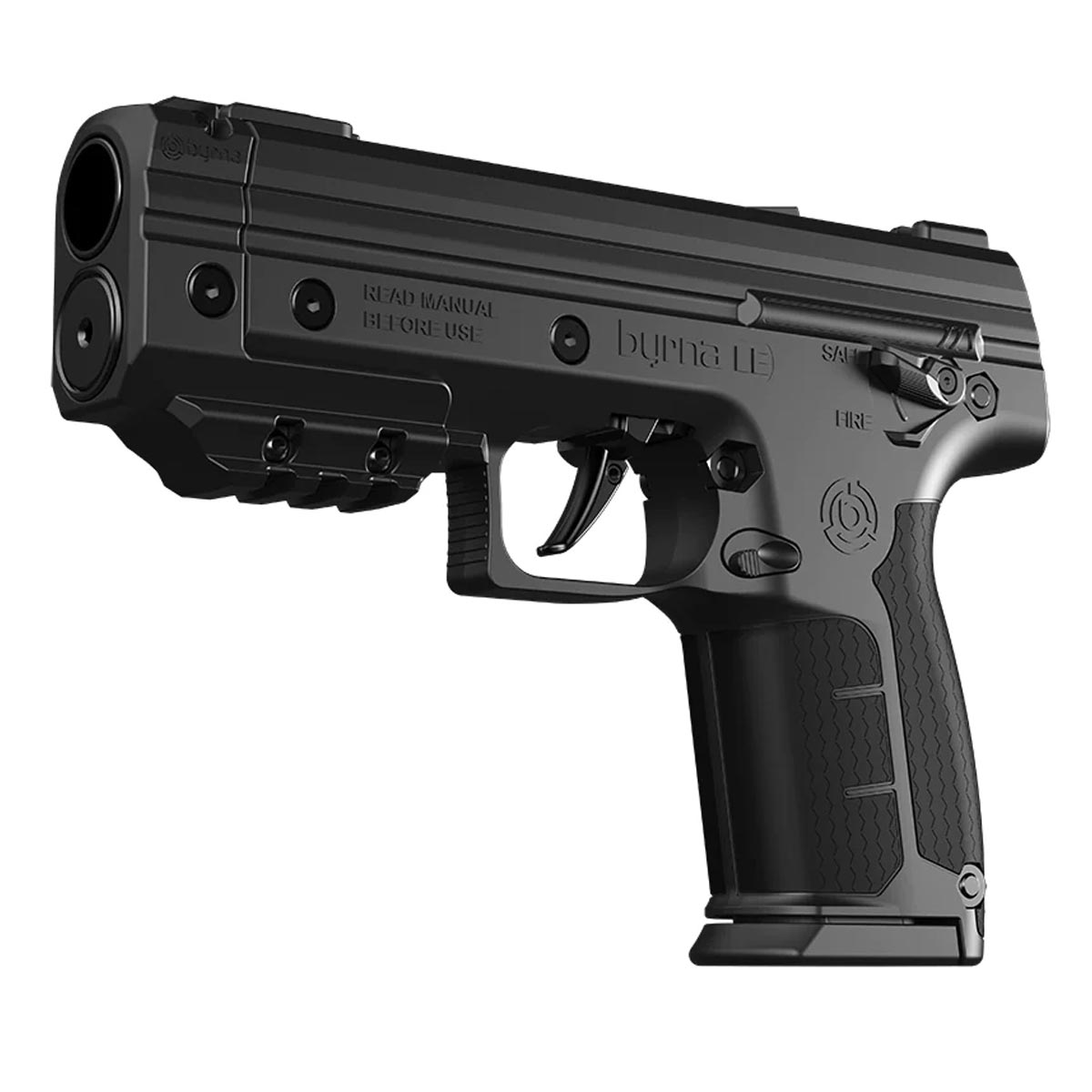 Byrna LE pistol in black left side view less lethal