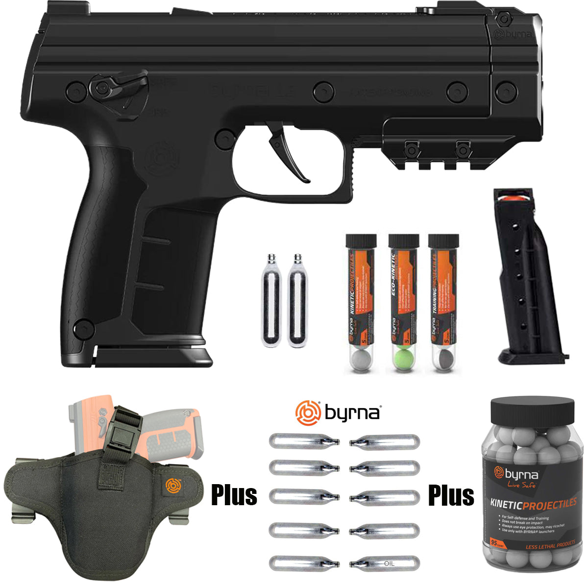 Byrna LE black self defense kit with holster and accessories
