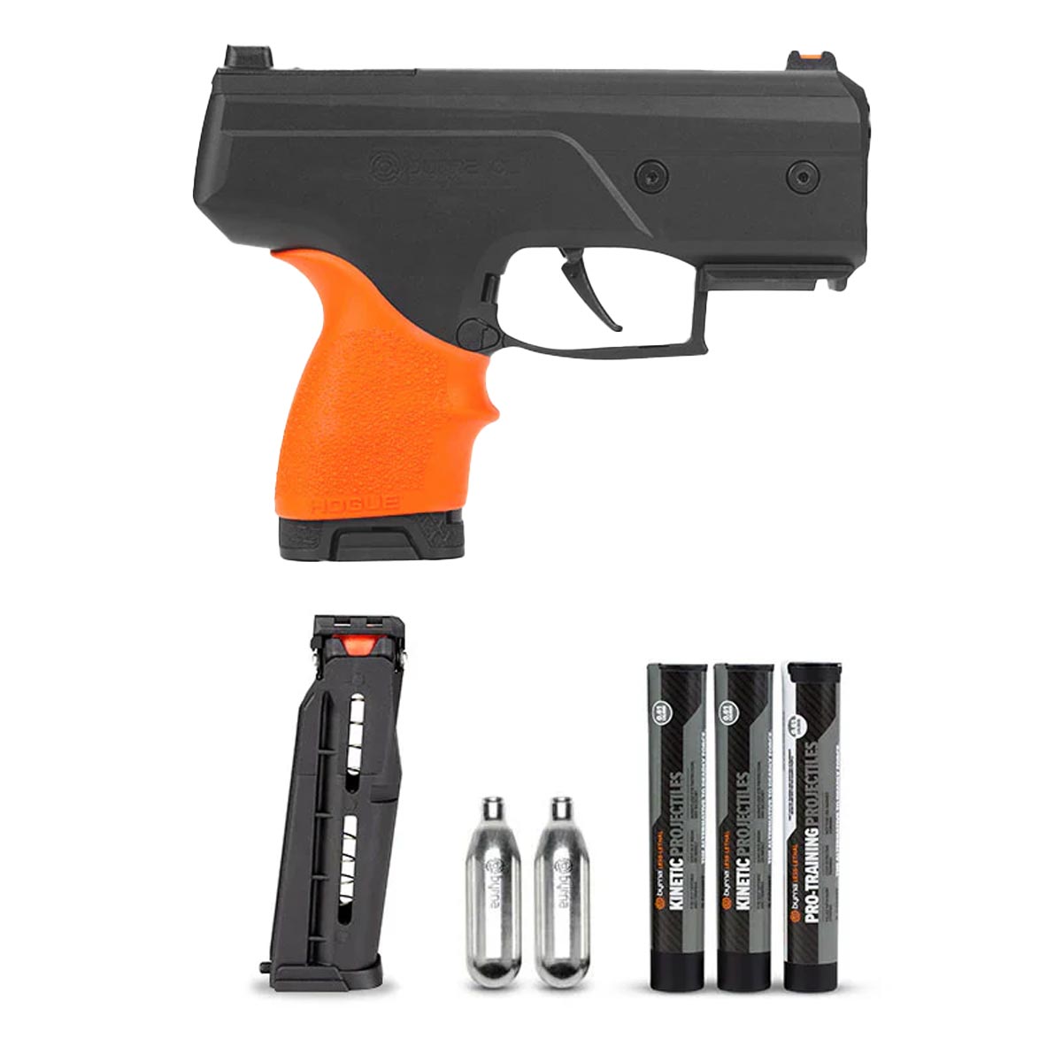 Byrna CL Launcher Universal Kit Black w Hogue Grip Sleeve Orange