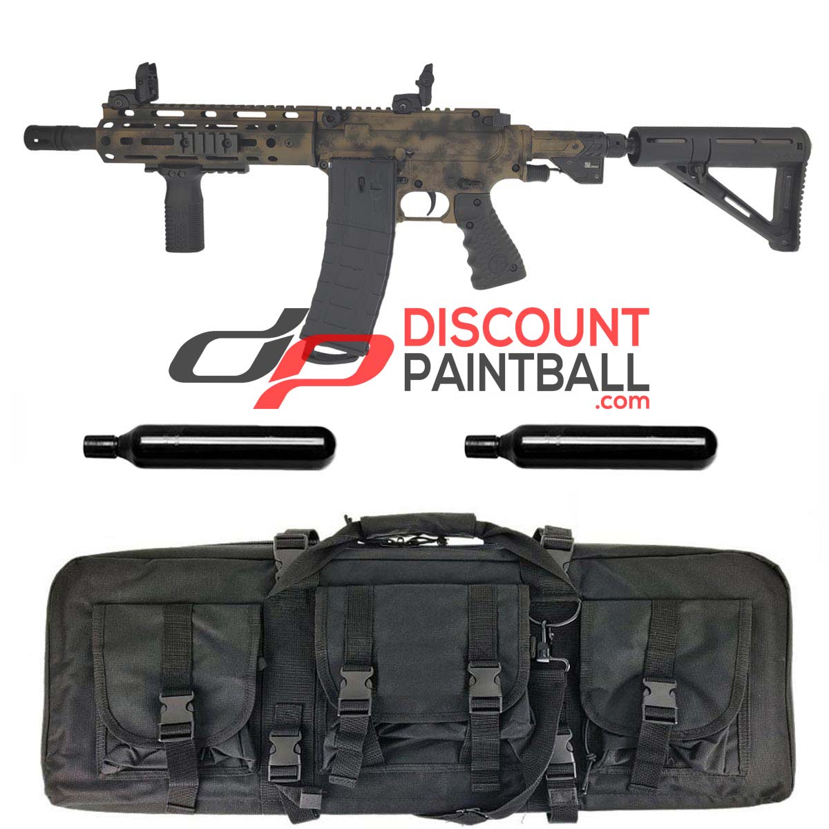 Byrna Mission 4 Launcher Kit Battle Worn CA/NY Compliant Limited Edition with 2 CO2 cartridges and rifle case.