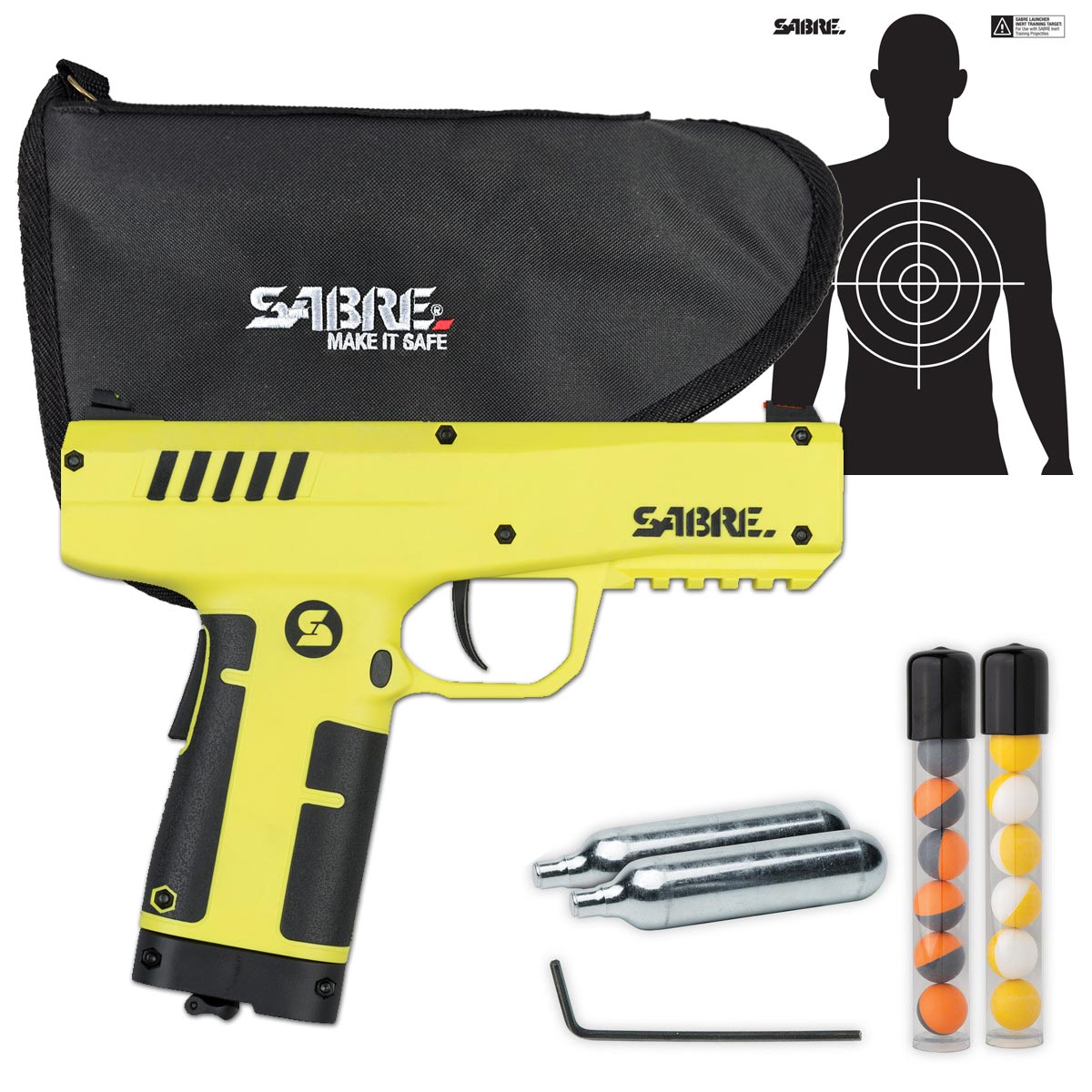 Sabre .68 Caliber Pepper Ball Launcher Yellow Black