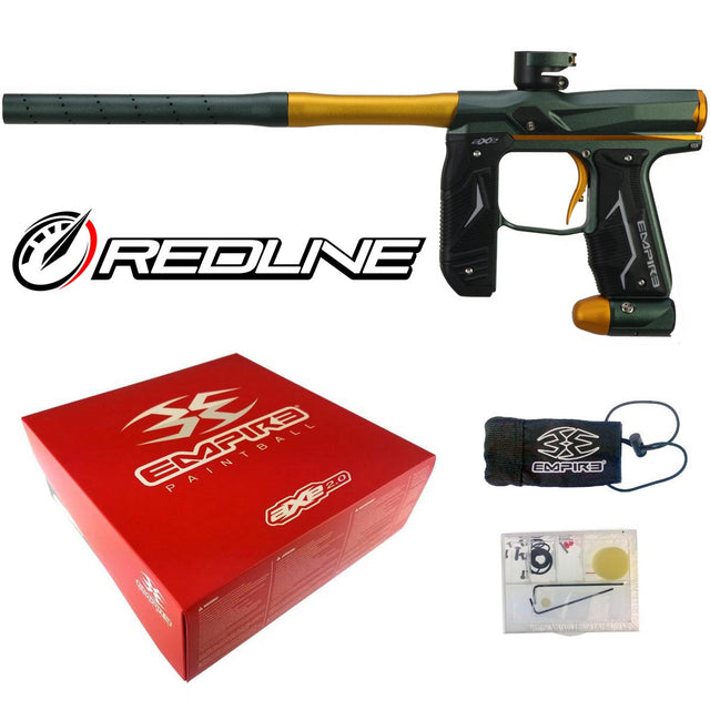 Empire Axe 2.0 Paintball Marker with Redline OLED Board Dust Pine Green Dust Honey Gold