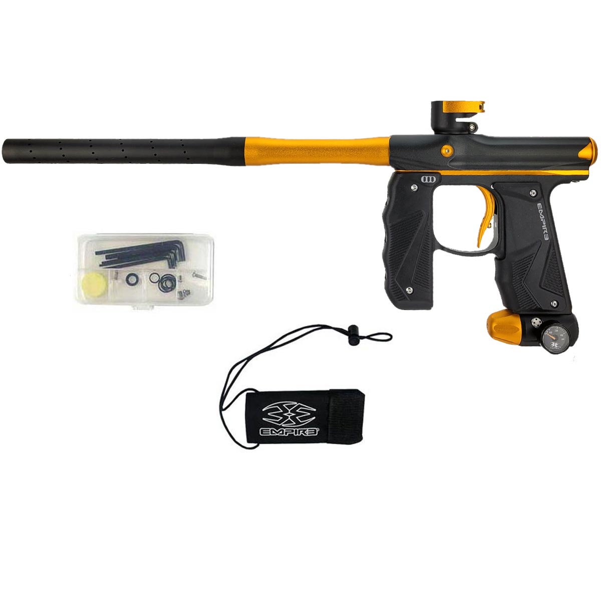 Empire Mini GS Paintball Marker Black Gold Dust w 2 PC Barrel