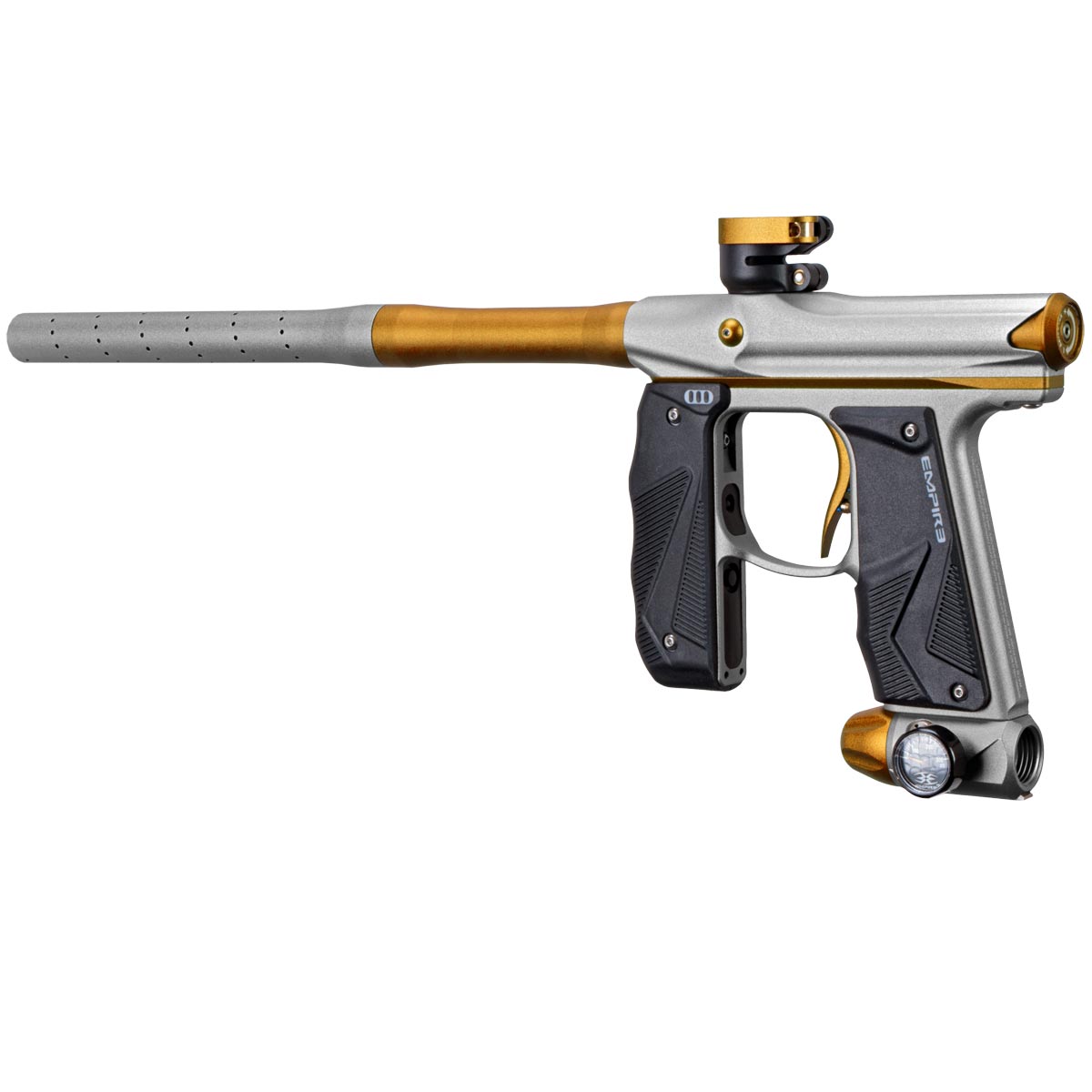 Empire Mini GS Paintball Marker Silver Gold Dust w 2 PC Barrel