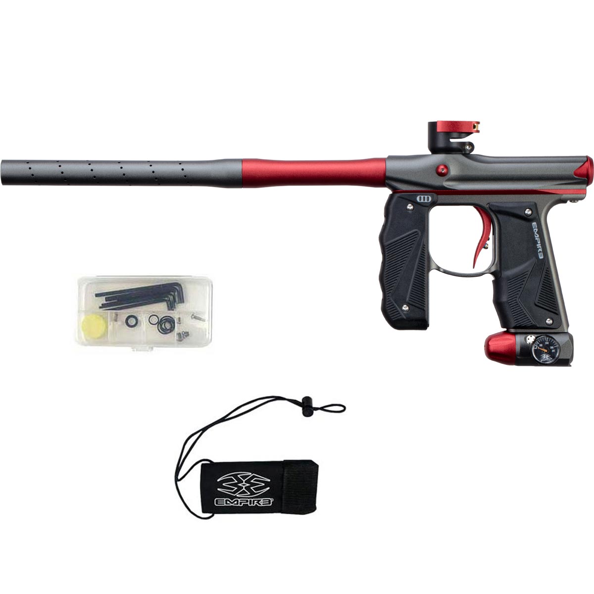 Empire Mini GS Paintball Marker Grey Red Dust w 2 PC Barrel