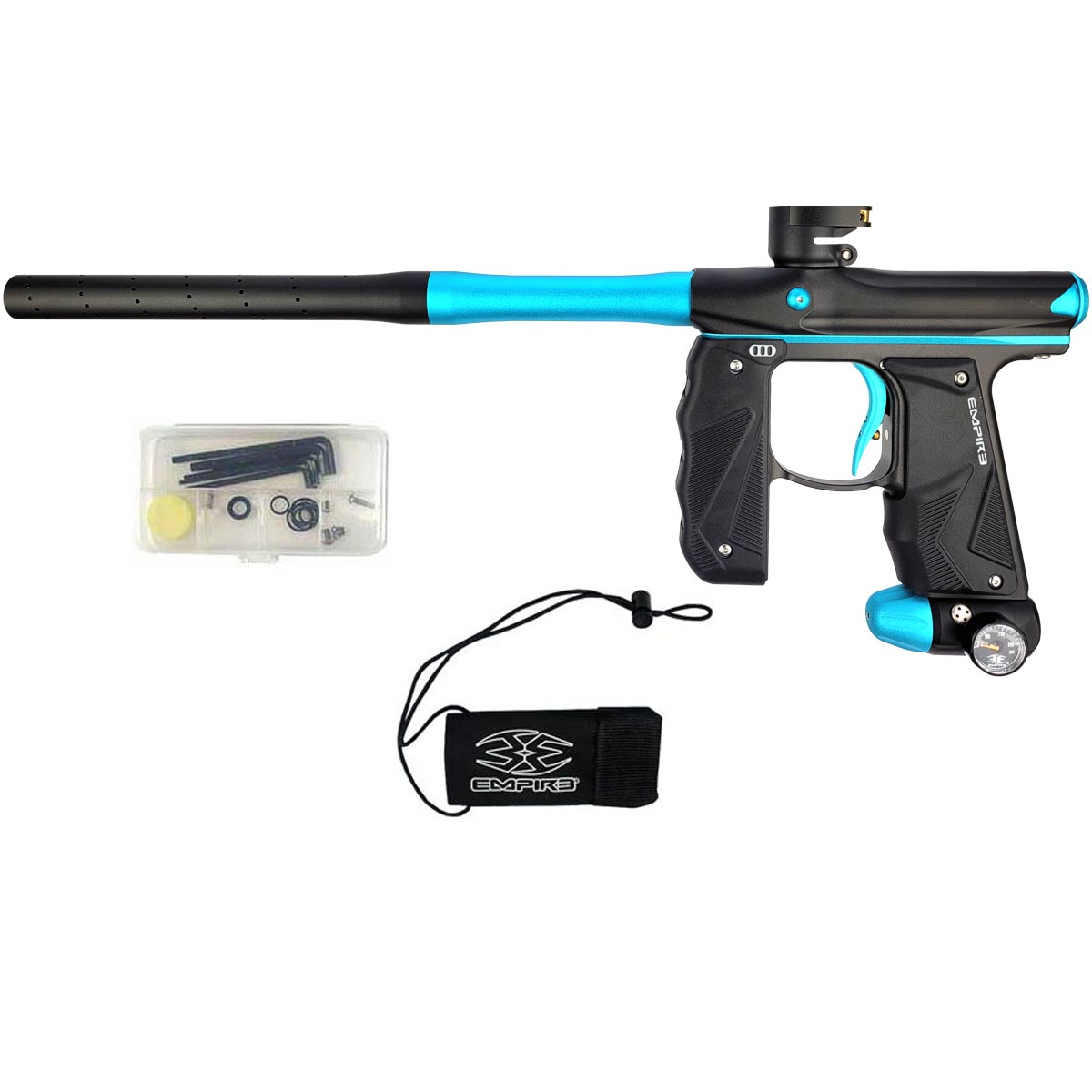 Empire Mini GS Paintball Marker Black Aqua Dust w 2 PC Barrel