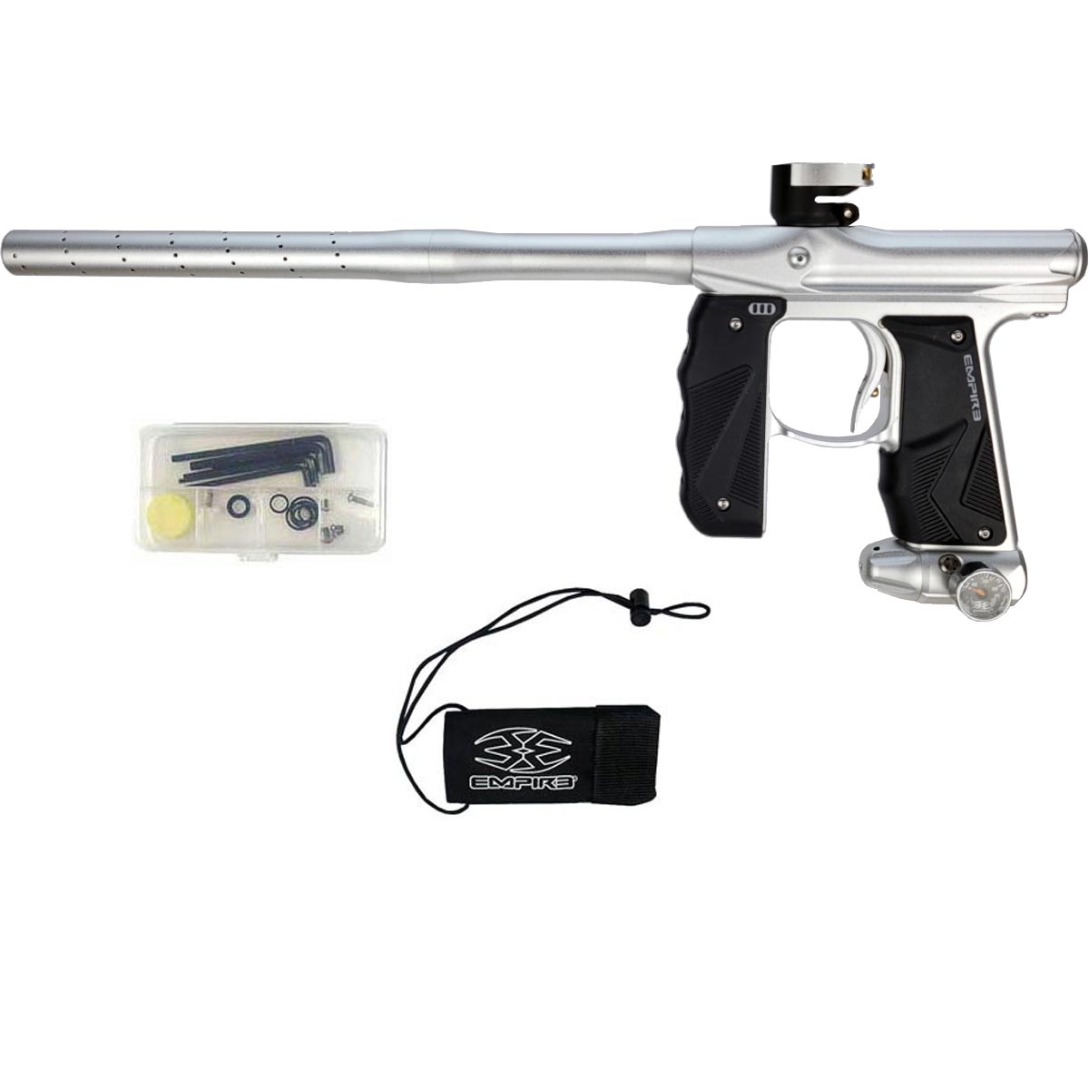 Empire Mini GS Paintball Marker Silver Dust w 2 PC Barrel