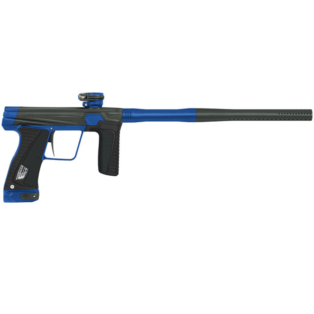 Black and blue Planet Eclipse GTek 180R paintball gun on a white background