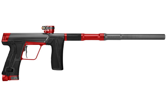 Right side of Black and red Planet Eclipse CS3 Pro Paintball Marker in colors of black, red, and gray, with a distinctive graphite-style body and branding on the barrel.