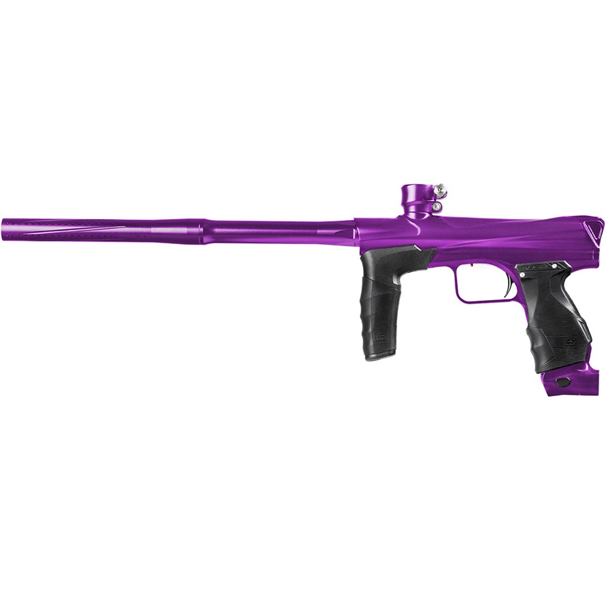 purple paintball marker with black grips