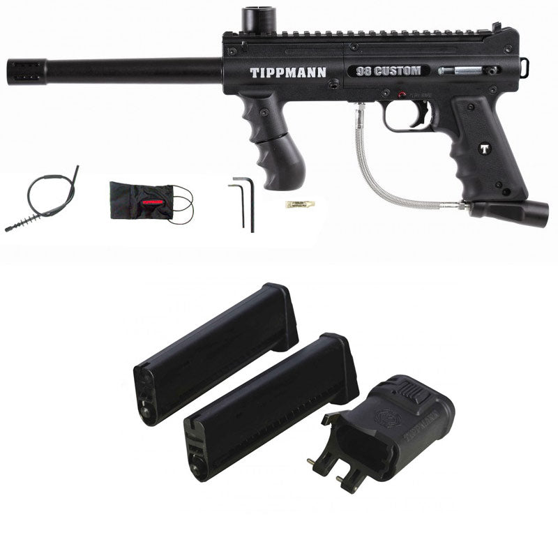 Tippmann 98 Custom Platinum Series Paintball Gun Dual Feed 2 Magazines