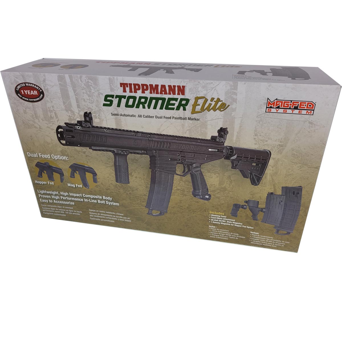 Tippmann Stormer Elite Dual Feed Paintball Marker Black box