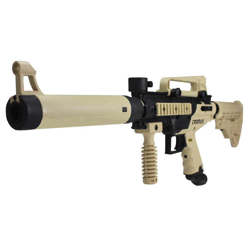 Tippmann Cronus Tactical Paintball marker Tan Black front angle view