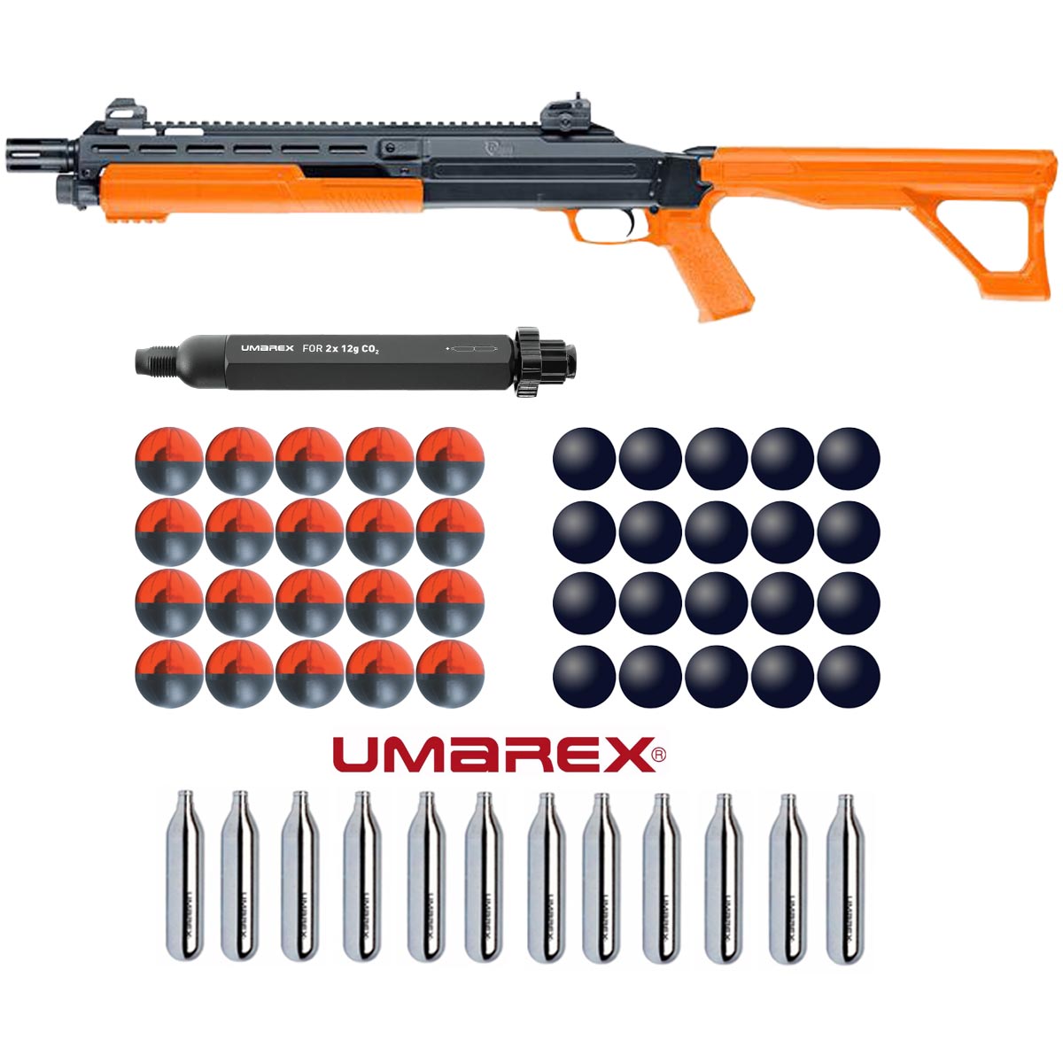 Umarex P2P HDX 68 caliber 36 Joule Pump Shotgun Orange Black Bundle