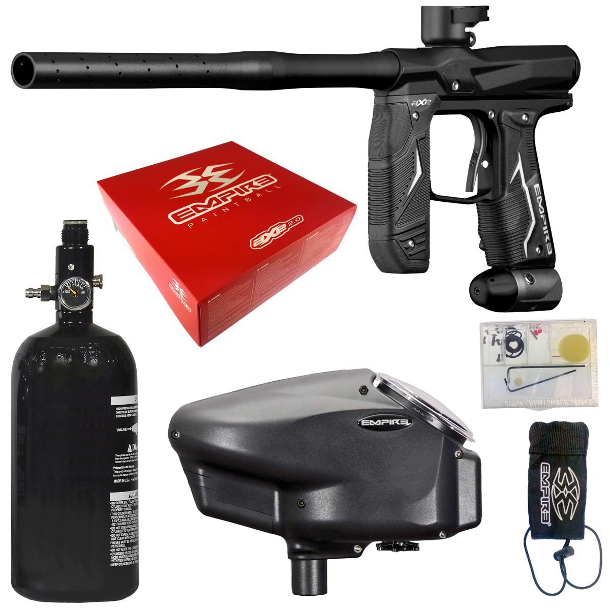Empire Axe 2.0 Paintball Marker Dust Black Rookie Package