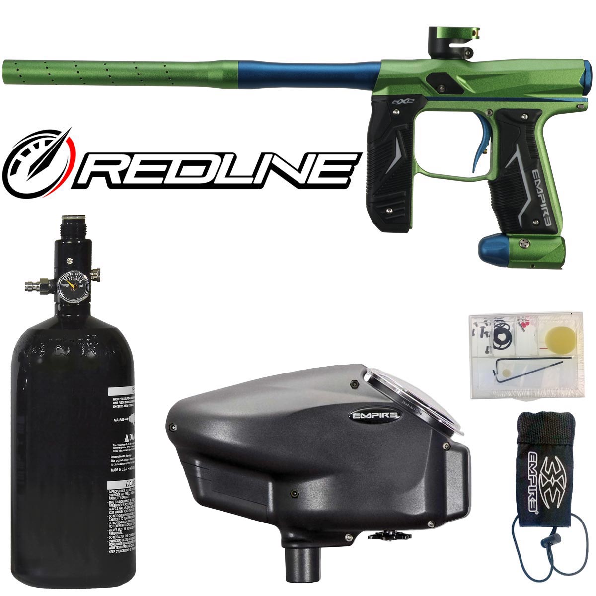 Empire Axe 2.0 with Redline OLED Board Dust Mantis Green Dust Savoy Blue Rookie Package