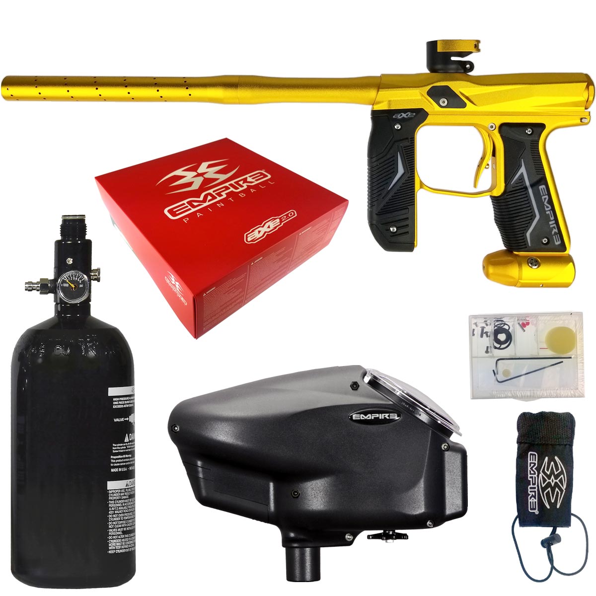 Empire Axe 2.0 Paintball Marker Dust Gold Rookie Package