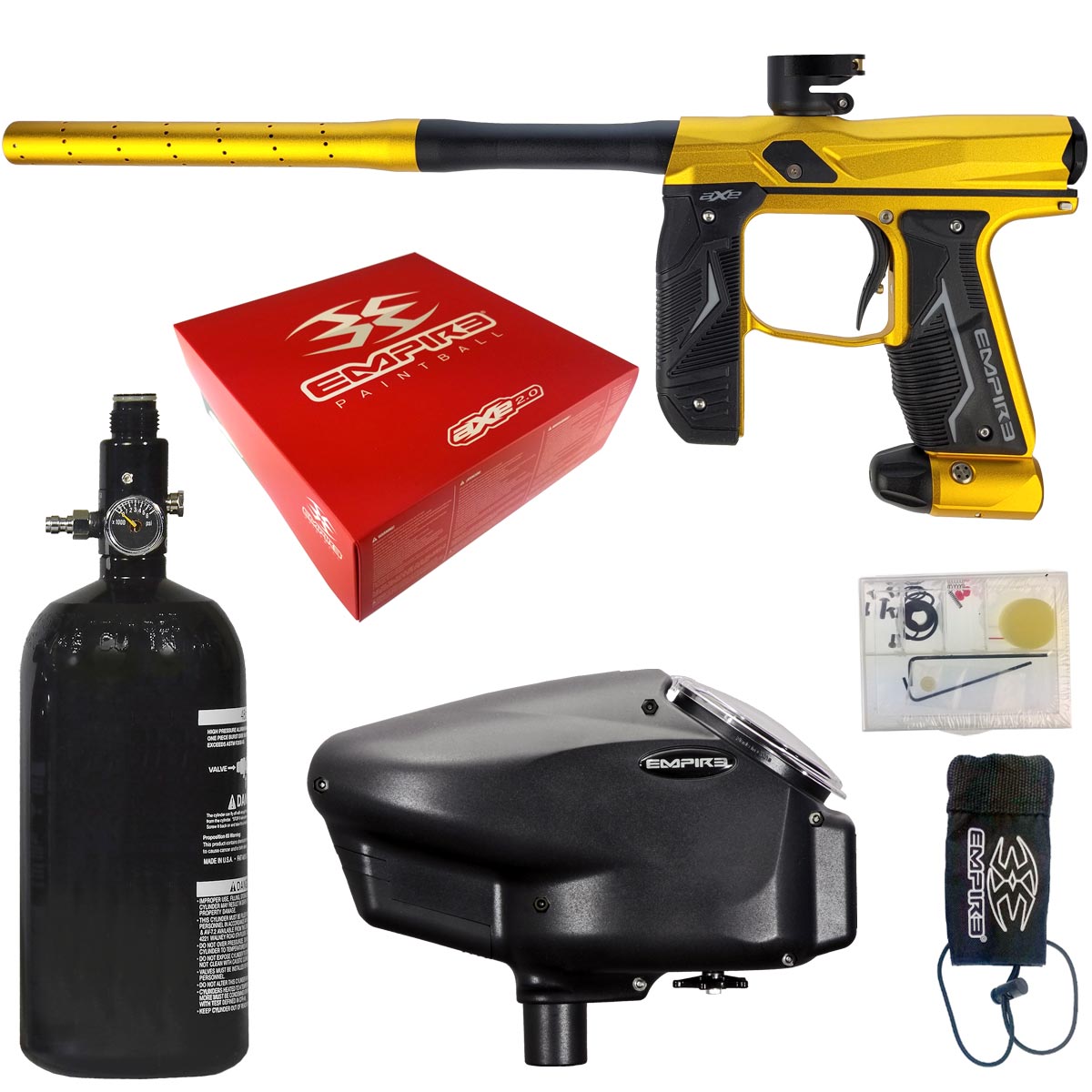 Empire Axe 2.0 Paintball Marker Dust Gold Dust Black Rookie Package