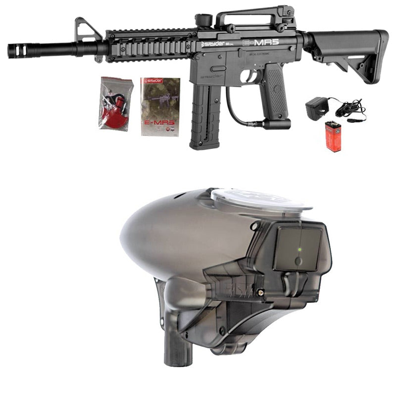 Spyder E-MR5 Paintball Gun Diamond Black with Fasta LED 18v Smoke
