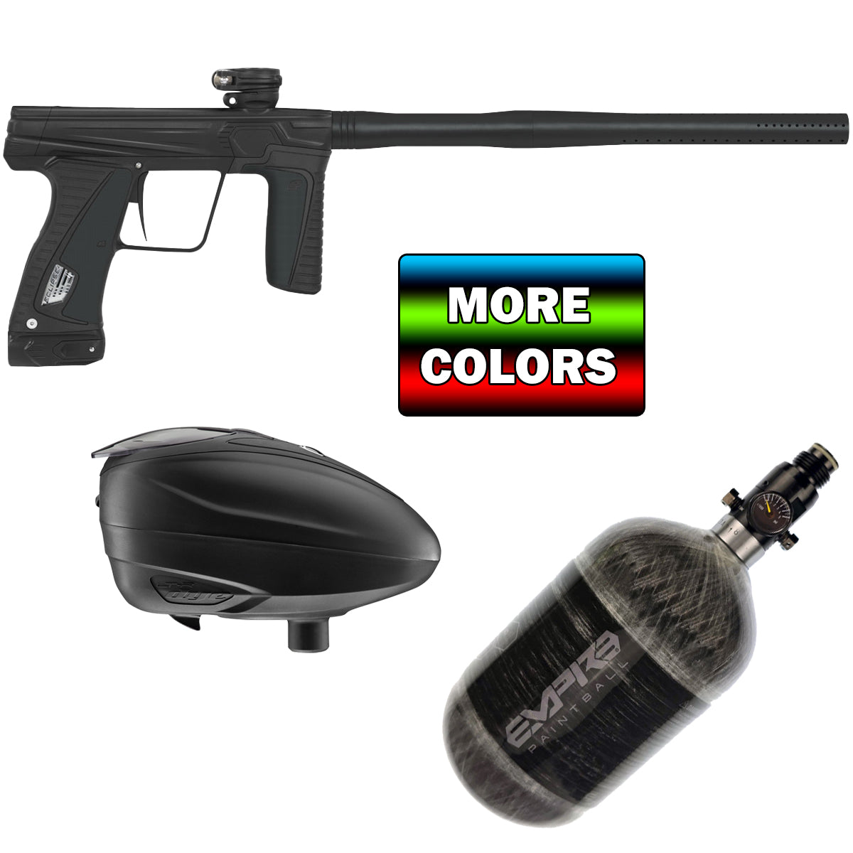 Planet Eclipse GTek 180R paintball marker with ltr loader and carbon fiber tank