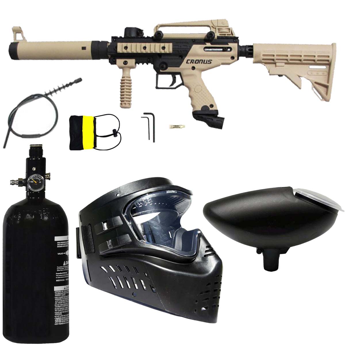 Tippmann Cronus Tactical Paintball Marker Tan Compressed Air Package Kit