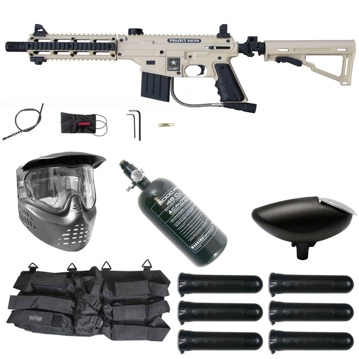 Tippmann US Army Project Salvo Paintball Rookie Package Tan / Black