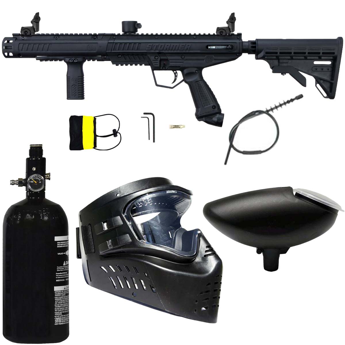 Tippmann Stormer Tactical Paintball Marker Black Compressed Air Package kit