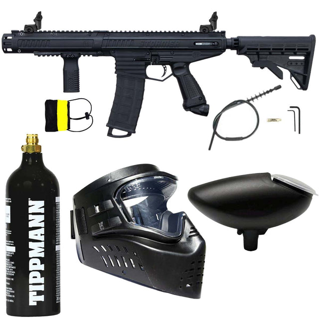 Tippmann Stormer Elite Dual Feed Paintball Marker Black CO2 Package kit