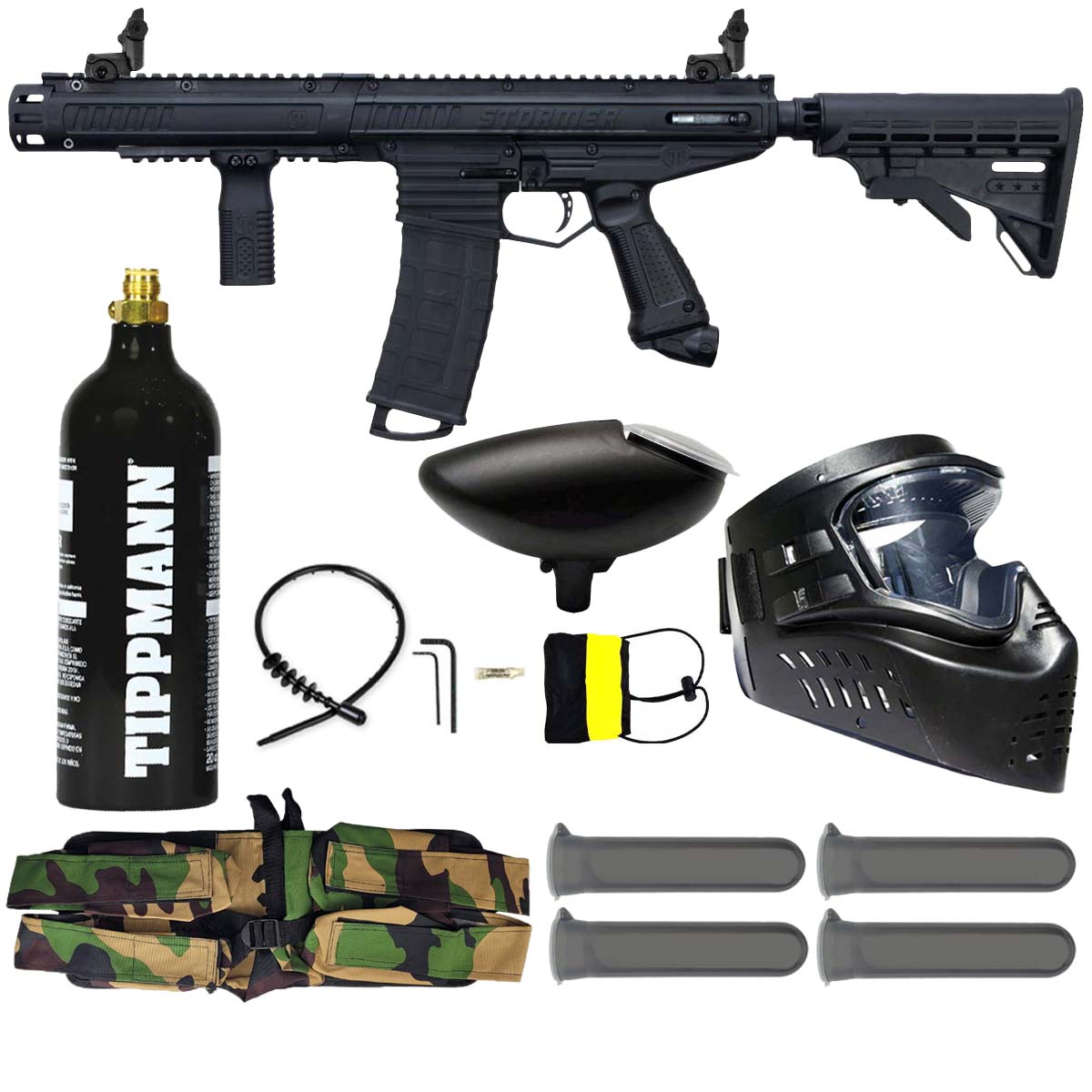 Tippmann Stormer Elite Dual Feed Paintball Marker Black Starter Package