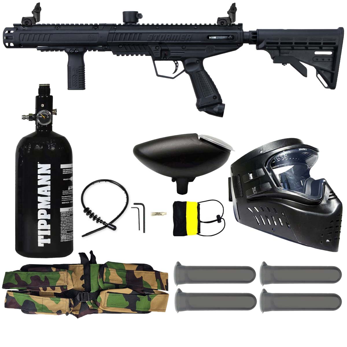 Tippmann Stormer Tactical Paintball Marker Black Rookie Package
