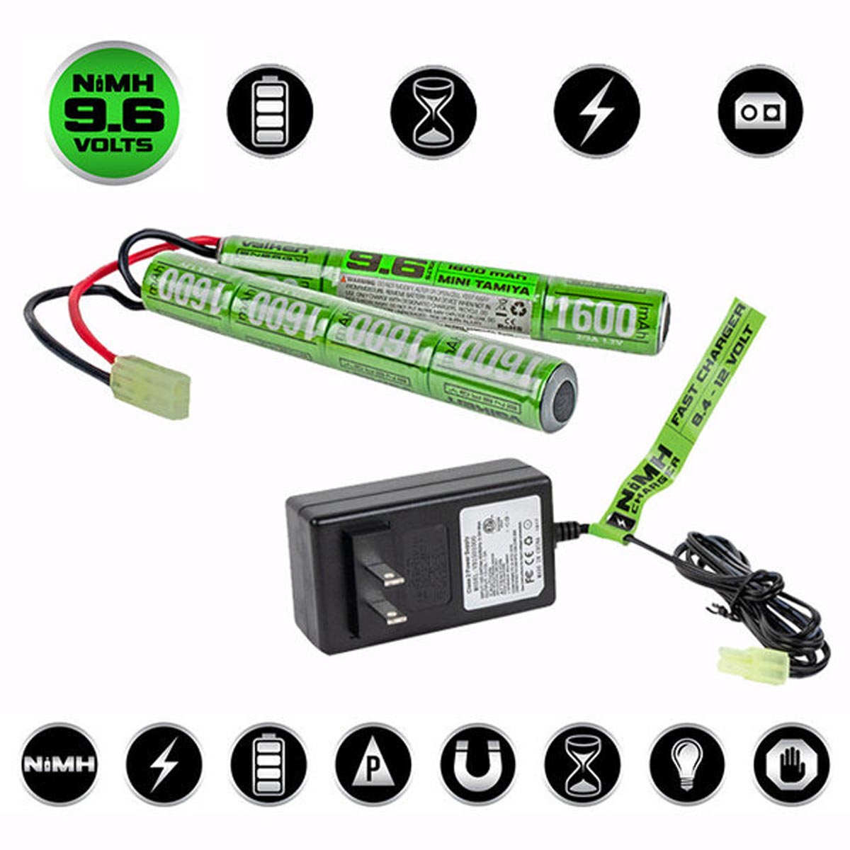 Valken Energy Power Kit NiMH 9.6v 1600mAh Battery and Charger
