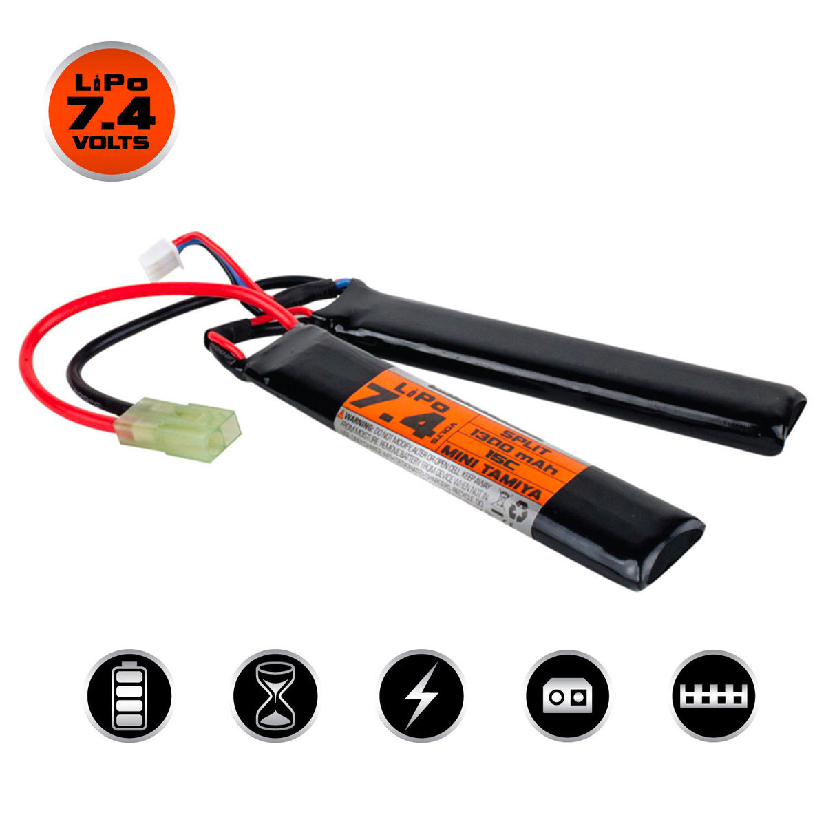 Valken Energy LiPo 7.4V 1300mAh 30C 2 Split