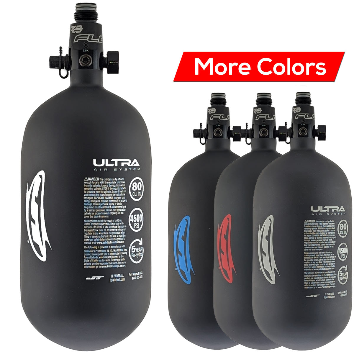 JT Ultra Carbon Fiber Air Tank 80ci 4500psi w FLO Basic Regulator