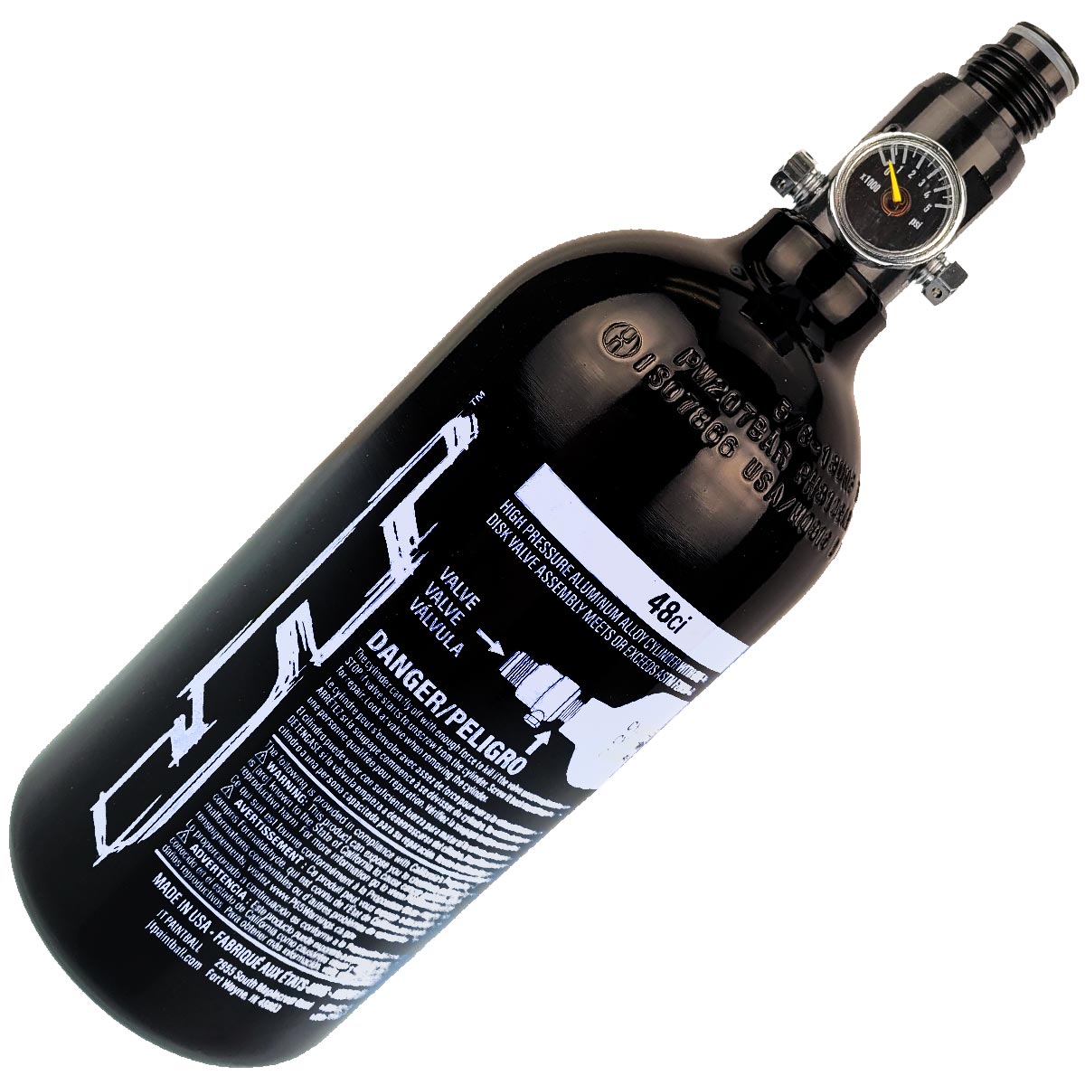 JT 48 ci 3000 psi Aluminum Compressed Air Tank Black White HPA