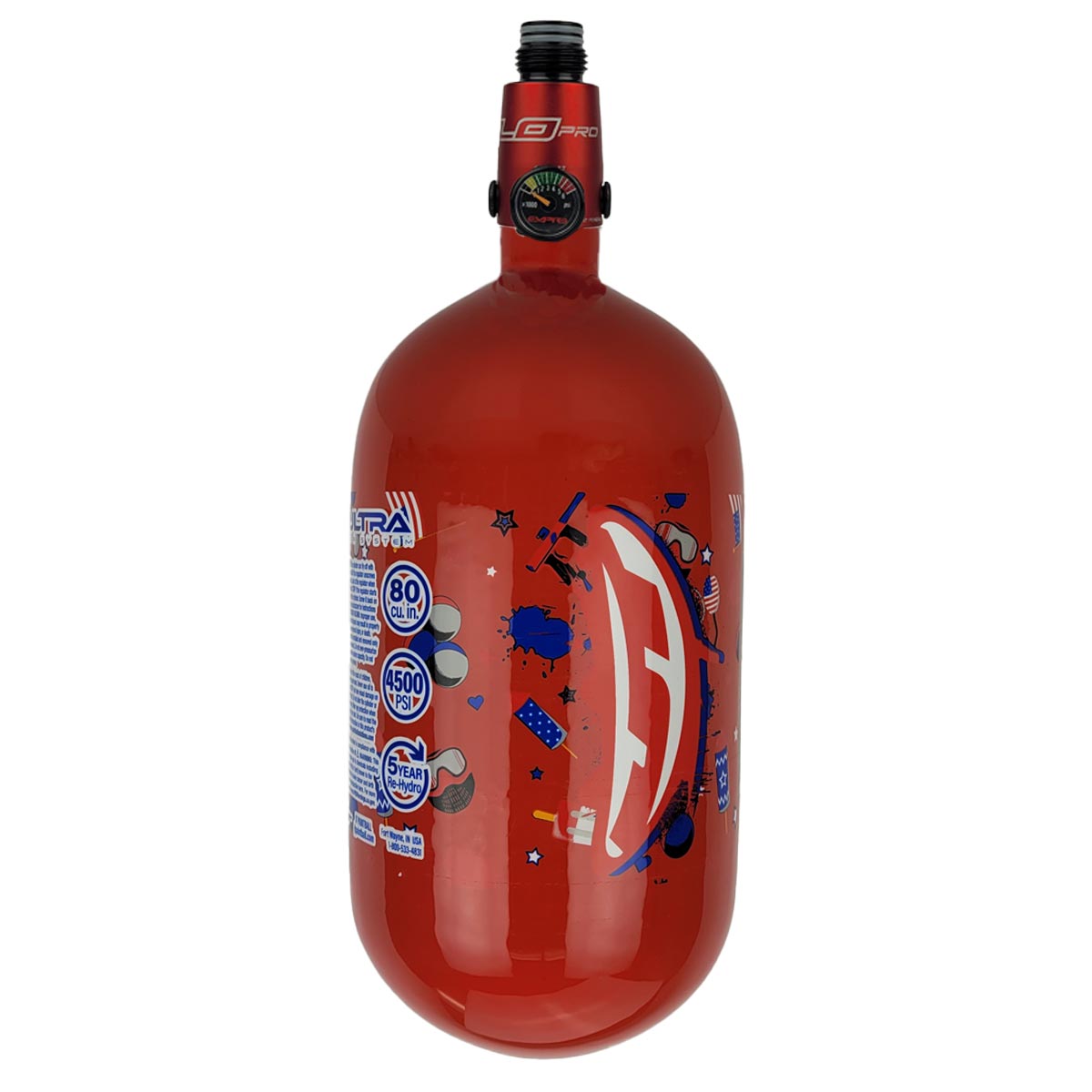 JT Ultra Carbon Fiber Air Tank 80ci 4500psi w FLO Pro Regulator July Red