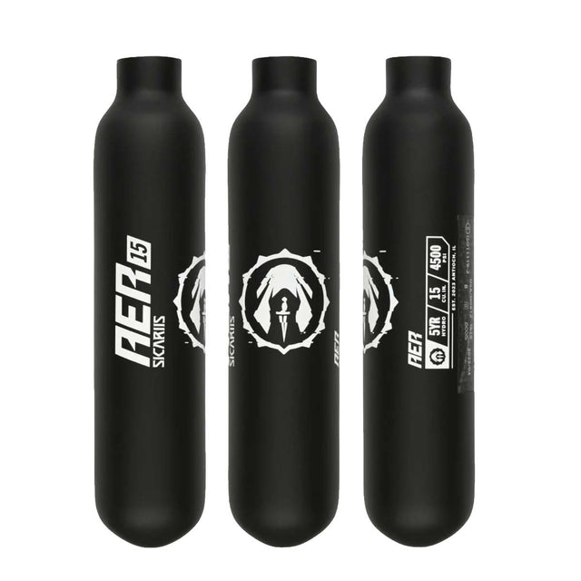 3 Black and white Compressed air tanks Sicariis AER 15ci 4500psi Carbon Fiber