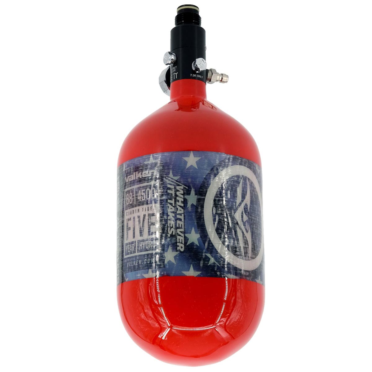 Valken Zero-G 68ci 4500psi Carbon Fiber Compressed Air Tank Flag Red