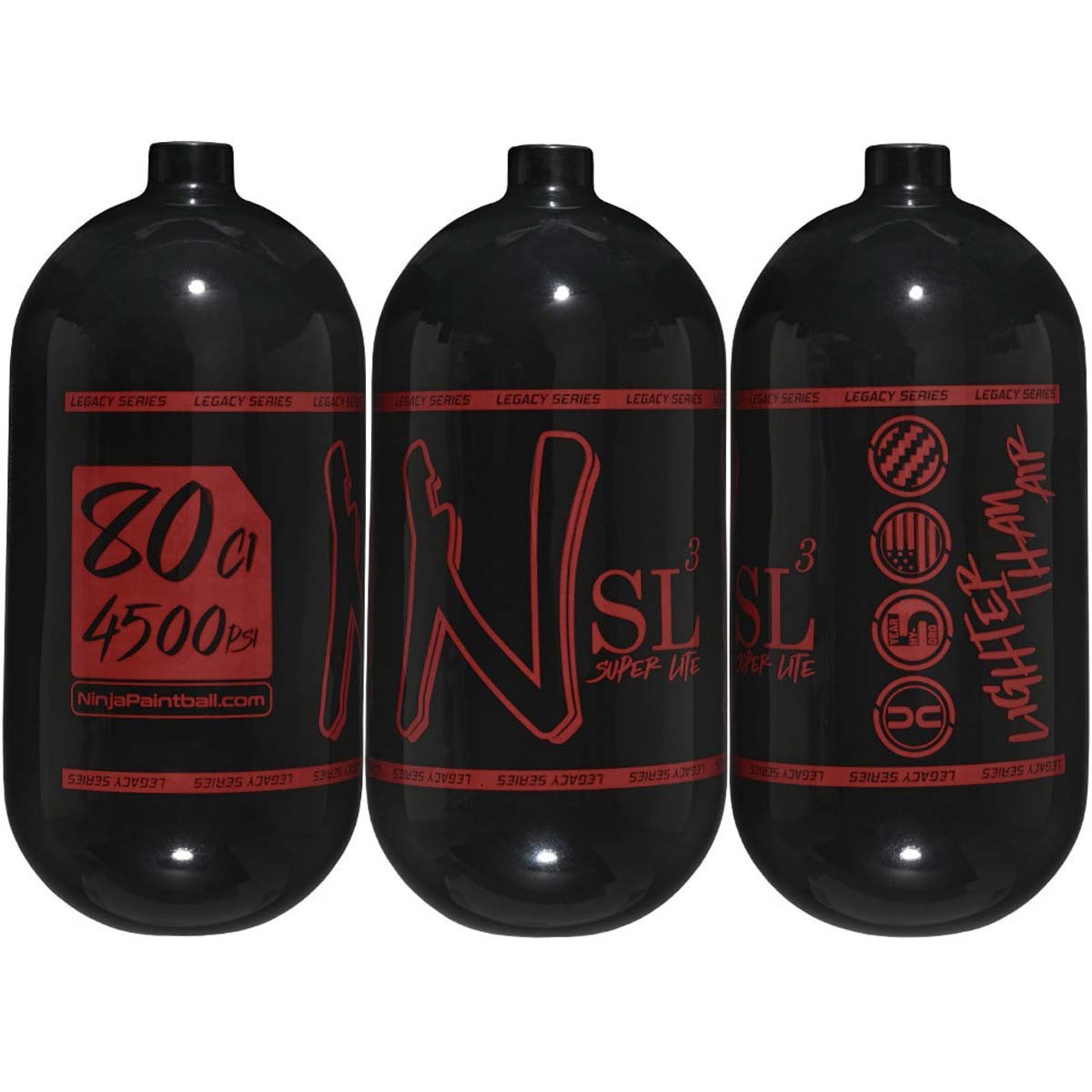 Ninja SL3 Air Tank 4500psi black with red logo view all sides