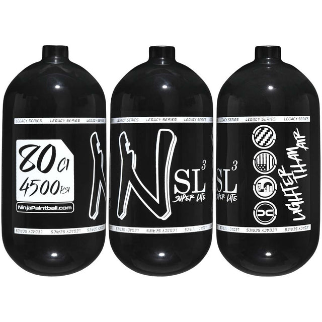Ninja 80ci SL3 Air Tank 4500psi black with white logo all sides view