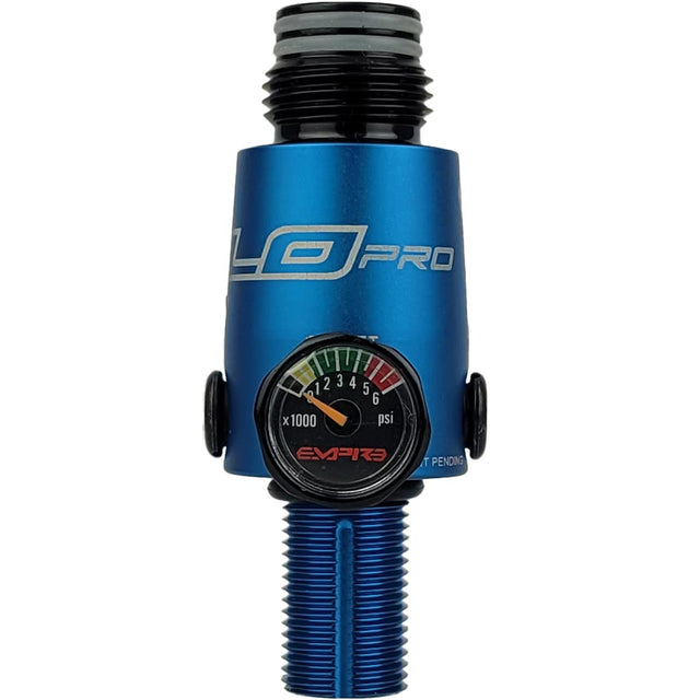 Empire Flo Pro Regulator Blue Dust for paintball tank gauge side