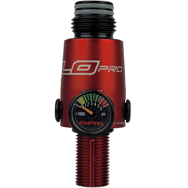 Empire Flo Pro Regulator Red Dust for paintball tank gauge side