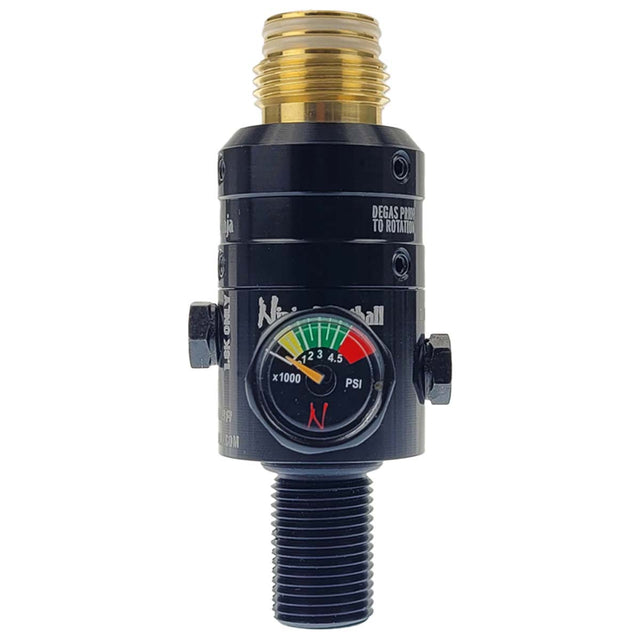Ninja PRO V3 Air Tank Regulator 4500psi Black w Brass for paintball or airsoft on a white background