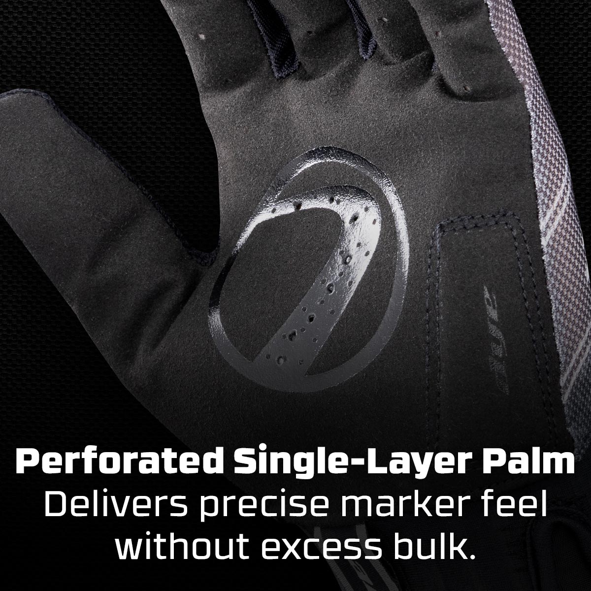 Dye FLX Glove Black Grey graphic explaining single layer palm