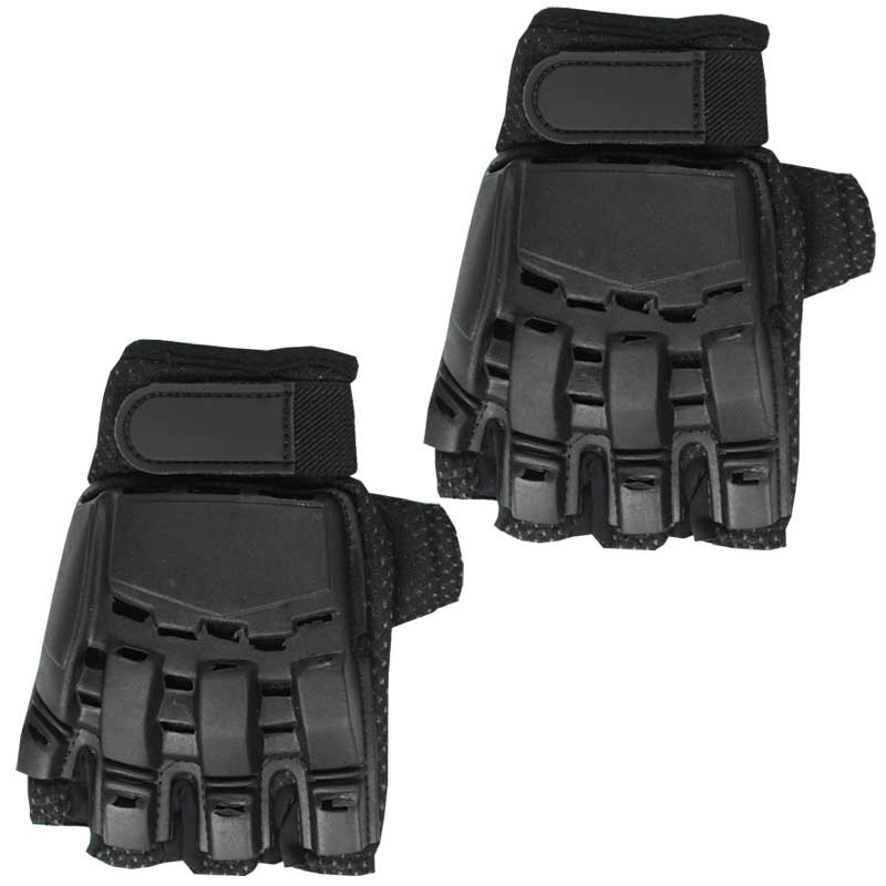 Hardback Half Finger Paintball Gloves Black