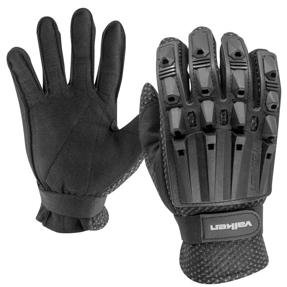 Valken Alpha Full Finger Plastic Back Gloves front and back