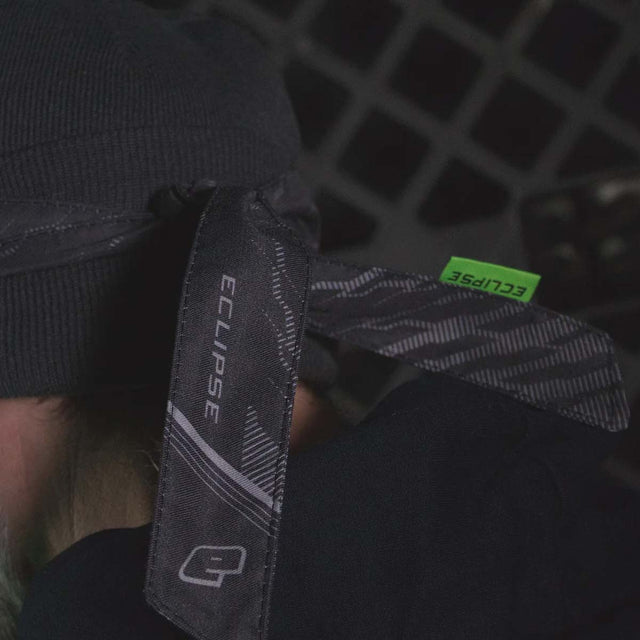 Eclipse DM Headband Beast in black grey tied on a wearer