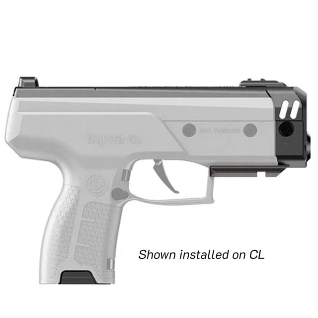 Byrna Boost 12 Gram Adapter for CL less lethal upgrade shown installed on a white background