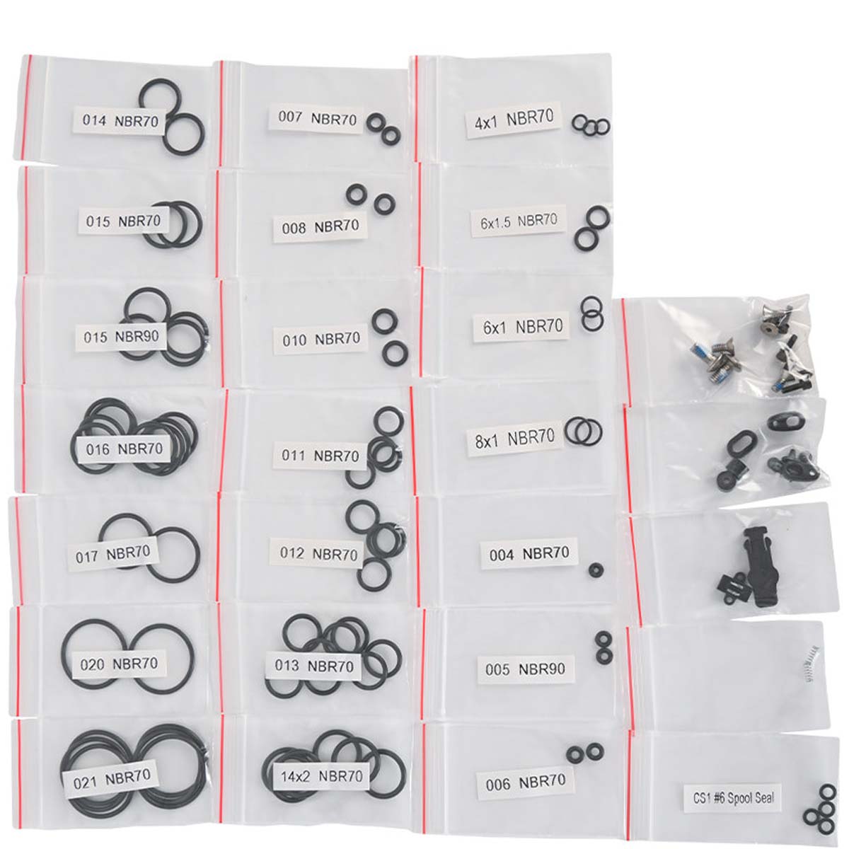 All the zip top bags and parts included in a Planet Eclipse Gtek 180R Spare Parts Bag