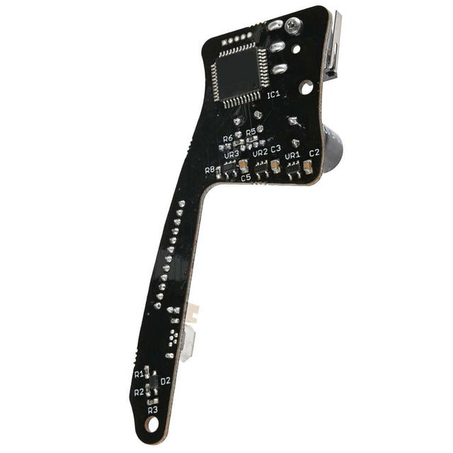 Back side of Genuine Shocker Paintball factory replacement part SP Shocker RSX XLS Main Circuit Board SHK117 on a white background.